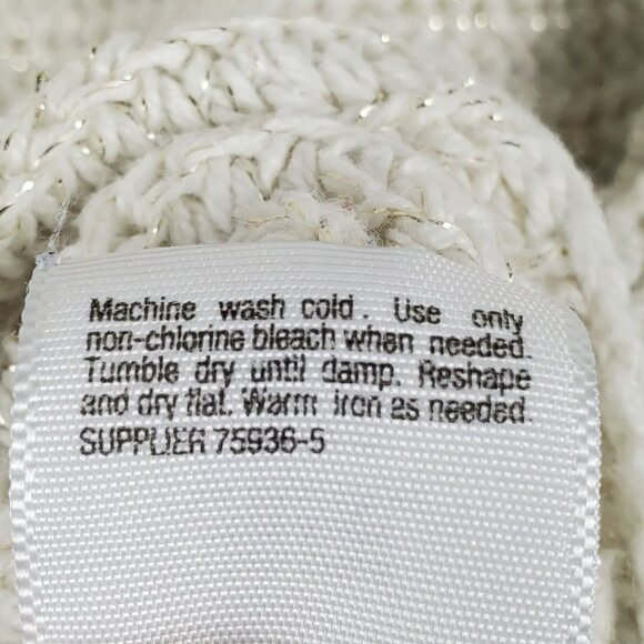 a.n.a. Sparkle Sweater Pull Over Top Womens Size M Cream Open Knit Dolman - Picture 6 of 8